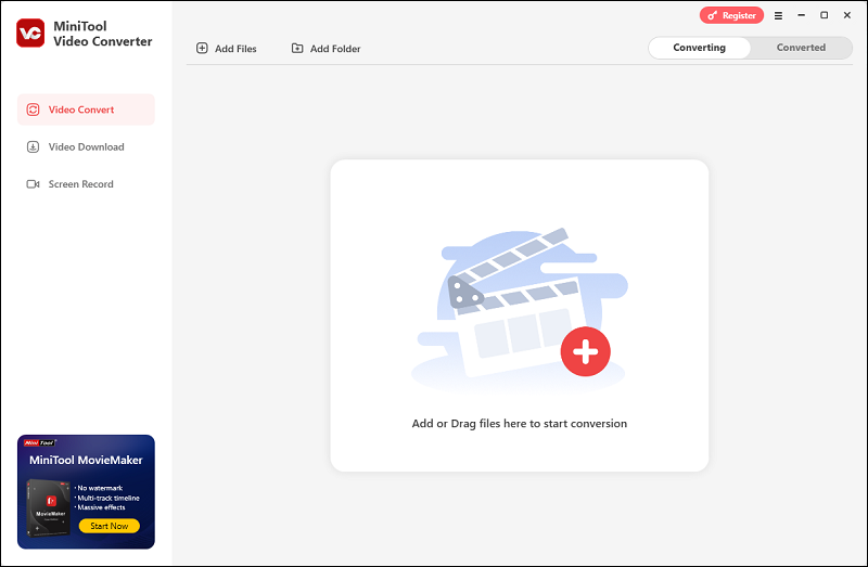 L'interface principale de MiniTool Video Converter