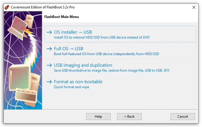 Capture d'écran de PrimeExpert Flashboot Pro - Menu principal